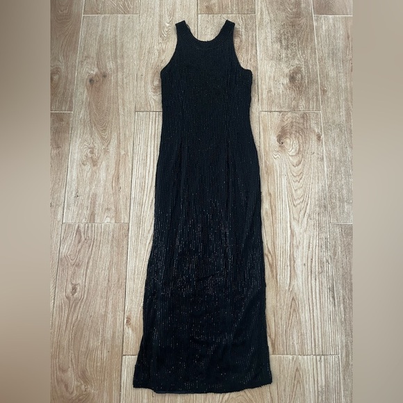 Vintage Handed Beaded Black Gown - Picture 3 of 8